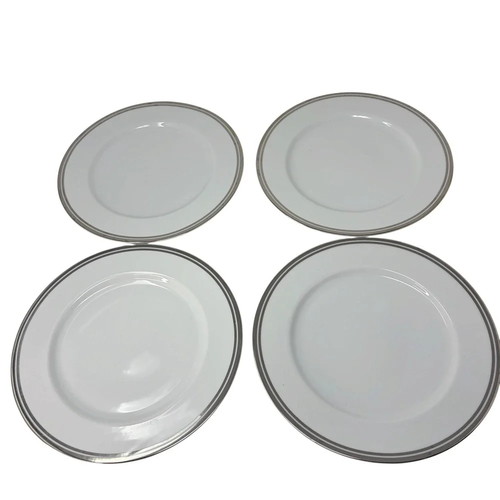 Royal Doulton Pure Platinum Dinner Salad Plates Set of 8 Fine Porcelain 2006